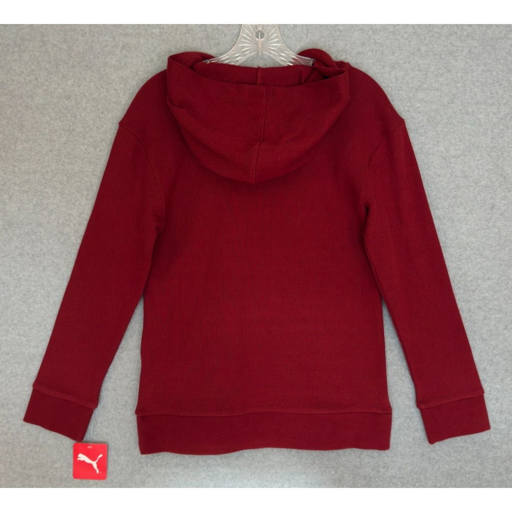 NEW! Puma Waffle Knit Hoodie Pullover Youth Large 14-16 Red Heavyweight NWT - Picture 4 of 9